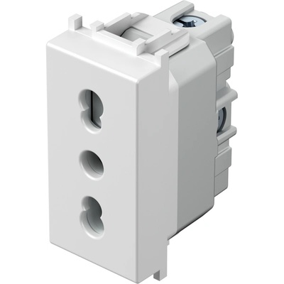 TEM Контакт италиански стандарт 2P+E 16A 1M, цвят Бял мат, Modul - VM30MW (VM30MW)