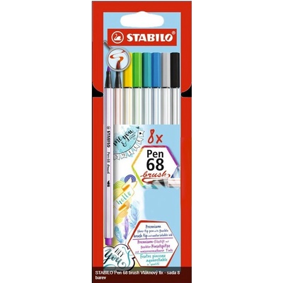 Stabilo Pen 68 brush 8 ks cardboard wallet