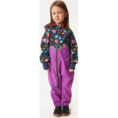 Batolecí softshellová kombinéza UNUO s fleecem Mini Ostružinová Kytičky – Zboží Dáma