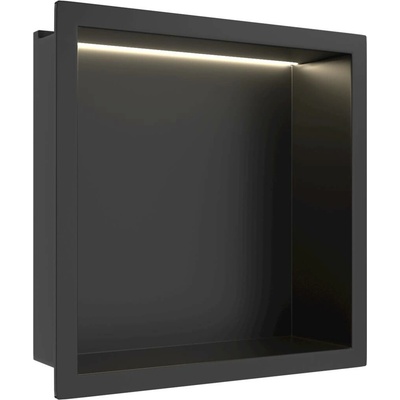 CERANO - Zápustná polička/nika do obkladu s LED osvětlením - černá matná - 30x30x10 cm
