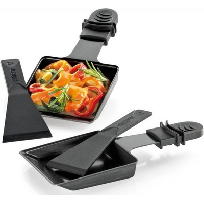 KUCHENPROFI Vista 8 4 ks. černé - ocelové pánvičky do raclette grillu s lopatkami – Sleviste.cz
