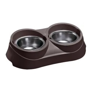 Ferplast - DUO Feed 01 Grey - Двойна поставка с купи за храна и вода за кучета и котки ORION KC , 1000 мл