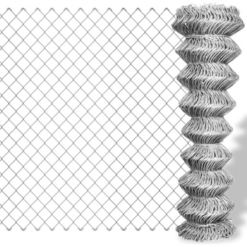 vidaXL Плетена оградна мрежа поцинкована стомана 25x1, 25 м сребриста (141492)