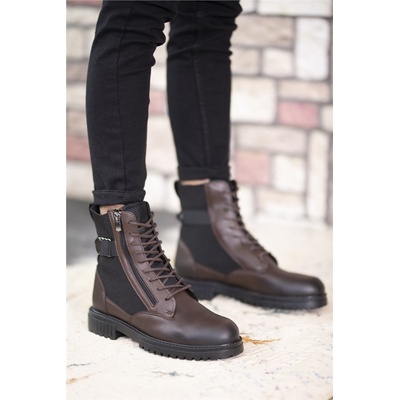 Riccon Мъжки боти с цип 0012134 - Кафяви #358922 (358922_Тъмно кафяв)