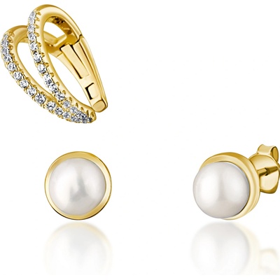 JwL Luxury Pearls Moderný set pozlátených náušníc záušnice kôstková náušnice JL0807