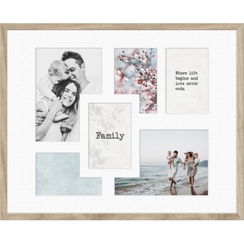 STYLER Рамка за 6 снимки Kyoto с бяло паспарту 40 x 50 см бежова (RA-15129)