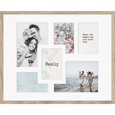 STYLER Рамка за 6 снимки Kyoto с бяло паспарту 40 x 50 см бежова (RA-15129)