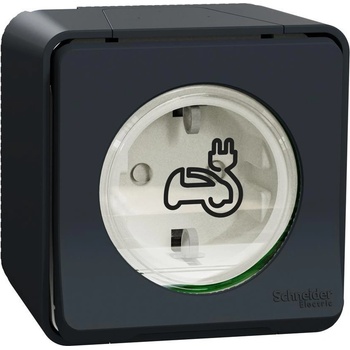 Schneider Electric SE Контакт шуко 16А за зареждане на електромобили моноблок за открит монтаж цвят Антрацит IP55 Mureva - MUR36012 (MUR36012)
