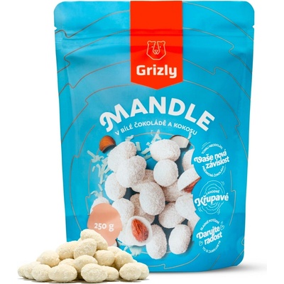 Grizly Mandle v bílé čokoládě s kokosem 250 g