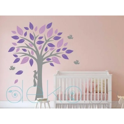 Дърво с 2 цвята листа катеричка и птици (3173)