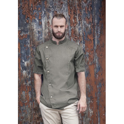 Karlowsky Готварска куртка зелен деним с къс ръкав от Karlowsky Fashion подходяща за жени и мъже във vvmstore. com (JM32-103)