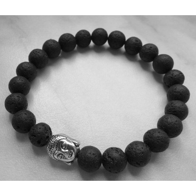 Woodrow náramek z korálků Buddha černý lávový 2546