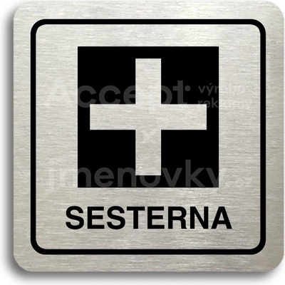 ACCEPT Piktogram sesterna - stříbrná tabulka - černý tisk
