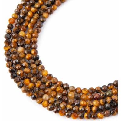 Koráliky z minerálu Tigrie oko 3mm brúsené - 18 cm