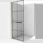 Mexen Kioto+ L душ кабина с рафт Walk-in 70 x 200 см, черен прозорец, златен - 800-070-123-50-77 (800-070-123-50-77)