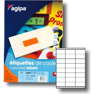 Etikety farebné 70x35mm APLI A4 100 hárkov fluo oranžové