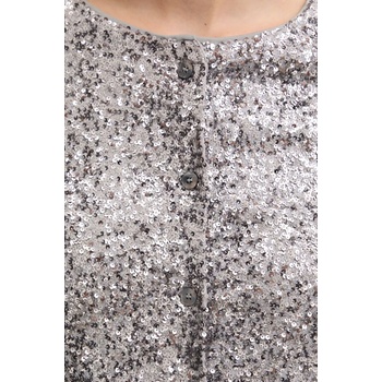 Never Fully Dressed Риза Never Fully Dressed Gunmetal Alexa Sequin Cardigan в сребристо със стандартна кройка NFDTO1583 (NFDTO1583)