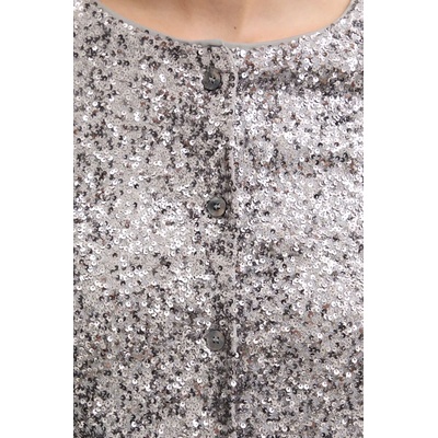 Never Fully Dressed Риза Never Fully Dressed Gunmetal Alexa Sequin Cardigan (NFDTO1583)