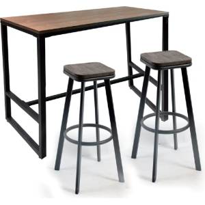 Bogdan Furniture Europe Бар маса Мебели Богдан модел 11-Barsi BM, размер: 120/48/103.5 см, цвят: дъб/черен, материал: МДФ/ боядисан метал