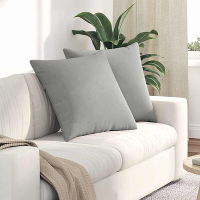 vidaXL Диван възглавници 2 pcs Светлосиво 80 x 80 cm текстил (42014070)