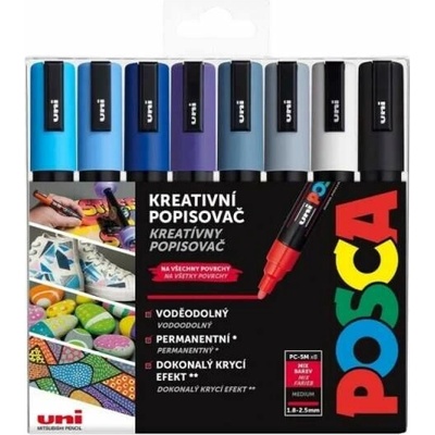 Uni Posca 8 ks zimné farby (PC-5M)