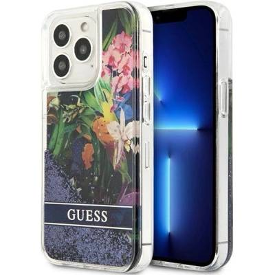 GUESS Кейс Guess GUHCP13LLFLSB за iPhone 13 Pro / 13 6.1", небесносин, твърд, Flower Liquid Glitter (GUE001934-0)