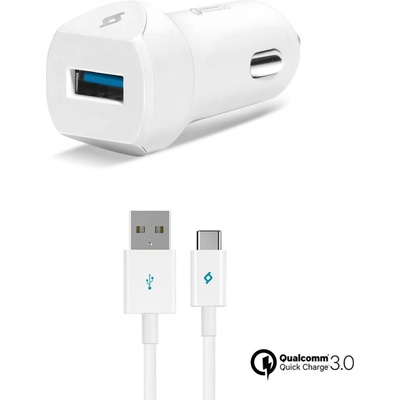 Ttec Зарядно за кола 12V ttec SpeedCharger QC 3.0 In-Car Charger , 18 W with Type-C - Бяло