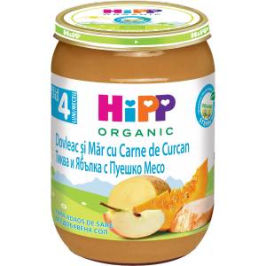HiPP Био пюре с тиква, ябълка и пуешко месо, 190 g (3032938)