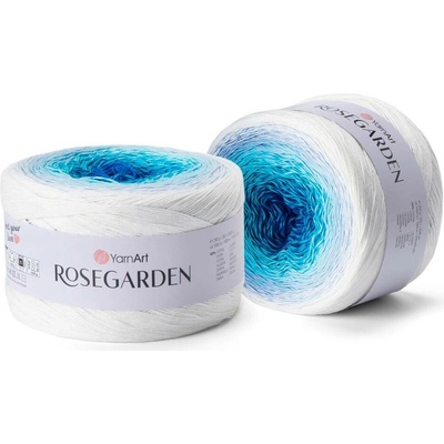 Yarn Art Rosegarden 305 modrá, tyrkysová, ledově modrá, jemná jeans, smetanová