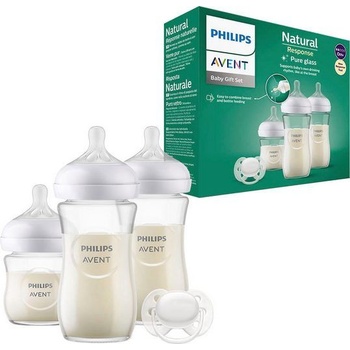 Philips Комплект от 3 броя стъклени шишета Philips Avent - Natural Response 3.0, със залъгалка