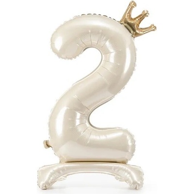 PartyDeco Samostojaci fóliový balón 2 Satin cream 84 cm