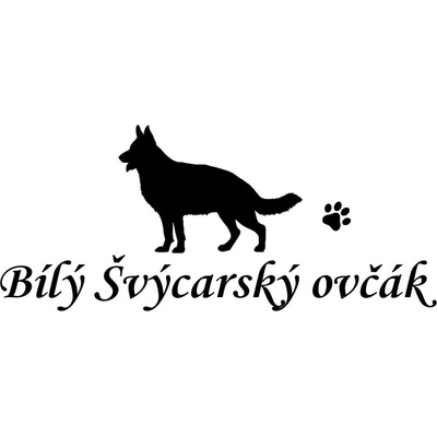 Nažehlovací nápis Bílý Švýcarský ovčák Vzor: 3, Potisk: černá, Motiv: srdce