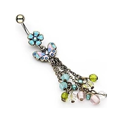 Šperky4U piercing do pupíku měděného vzhledu kamínky WP01224
