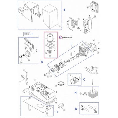 SPAMG00200 kit motoru pro RB350 / 400 s držákem a šnekovým kolem