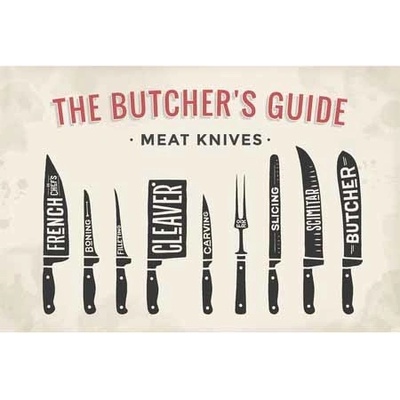 Ceduľa The Butchers Guide - Meat Knives