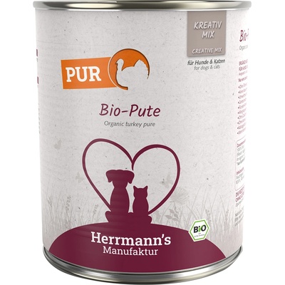 Herrmanns 24х800г Herrmann's Bio чисто месо, консервирана храна за кучета - био пуешко