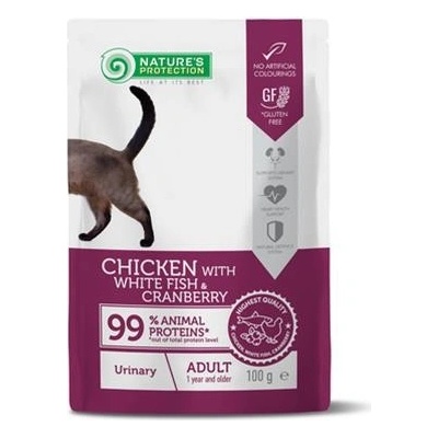 Nature's Protection cat adult urinary chicken & white fish & cranberry 22 x 100 g