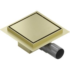 Mexen Flat-Q M13 квадратен подов сифон 15 x 15 см, златен четкан - 1A10015 (1A10015)