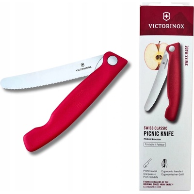 Victorinox Skládací svačinový nůž Swiss Classic, červený, vlnkované ostří 6.7831.FC1