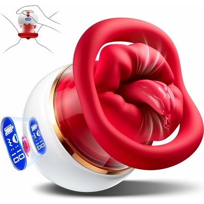 SuperLove 5in1 Sucking Licking Heating & Vibrating Mouth Pleaser Red