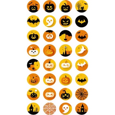 Sugar Stamp Pusinky předtištěné předlohy Halloween Předtištěný arch č.1 Podzim, pr 2 cm