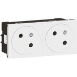 Legrand Контакт ФРЕНСКИ стандарт ДВОЕН 45° плосък 4 мод. цвят бял Mosaic - 278164L (278164L)