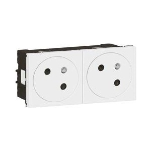 Legrand Контакт ФРЕНСКИ стандарт ДВОЕН 45° плосък 4 мод. цвят бял Mosaic - 278164L (278164L)