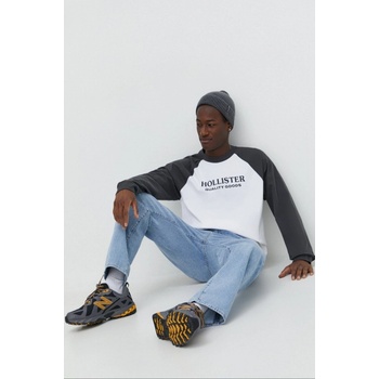 Hollister Co. bavlněné tričko s dlouhým rukávem šedá KI323.4007.901