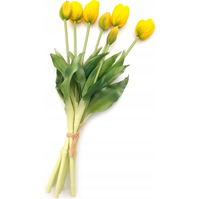 SILIKONOVÁ TULIPÁN UMĚLÉ TULIPÁNY KYTICE 7ks ŽLUTÉ