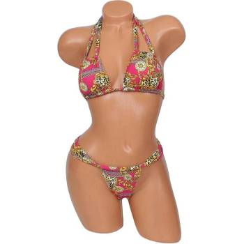 Дамски бански в малинов цвят с орнаменти