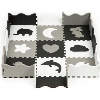 Eco Toys Detské penové puzzle 122x122cm hracia deka podložka na zem Zvieratká 25 dielov