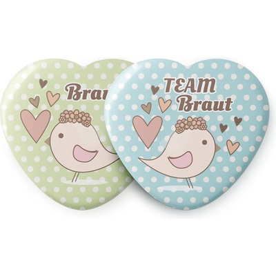 Spielehelden Odznaky Herz Vogel Holčičí pro rozlučku se svobodou 12 odznaků 5, 6 cm extra velký dárek pro rozlučku se svobodou (AMZBUTA336) (AMZBUTA336)