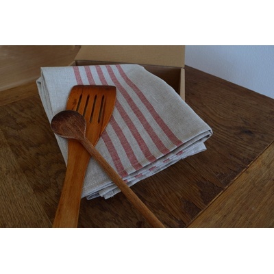 E-len RETRO červená a režná 100% len 45x65 cm
