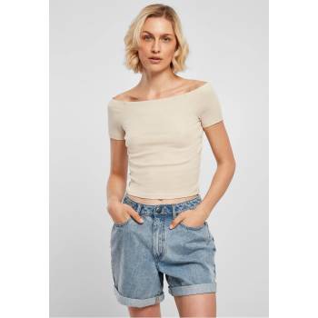 Urban Classics Дамски топ в цвят екрю Ladies Off Shoulder Rib TeeUB-TB1500-03680 - Екрю, размер XS